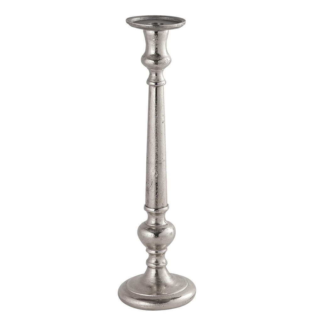 21533 Silver Metal Dinner Candle Holder