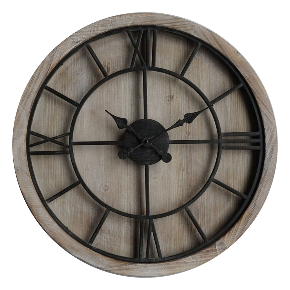 Large Wooden Black Round Clock - Interior Flair