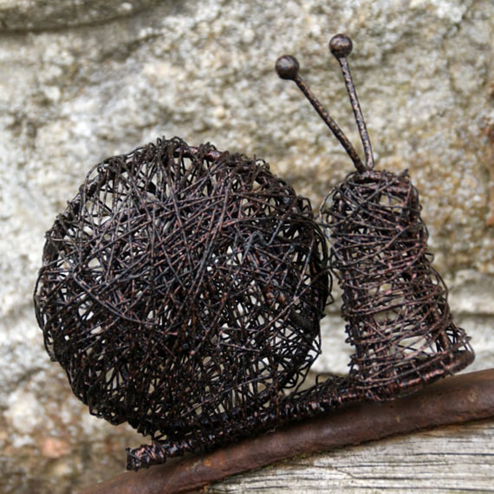 910017 Brown Filigree Snail Garden Home Ornament