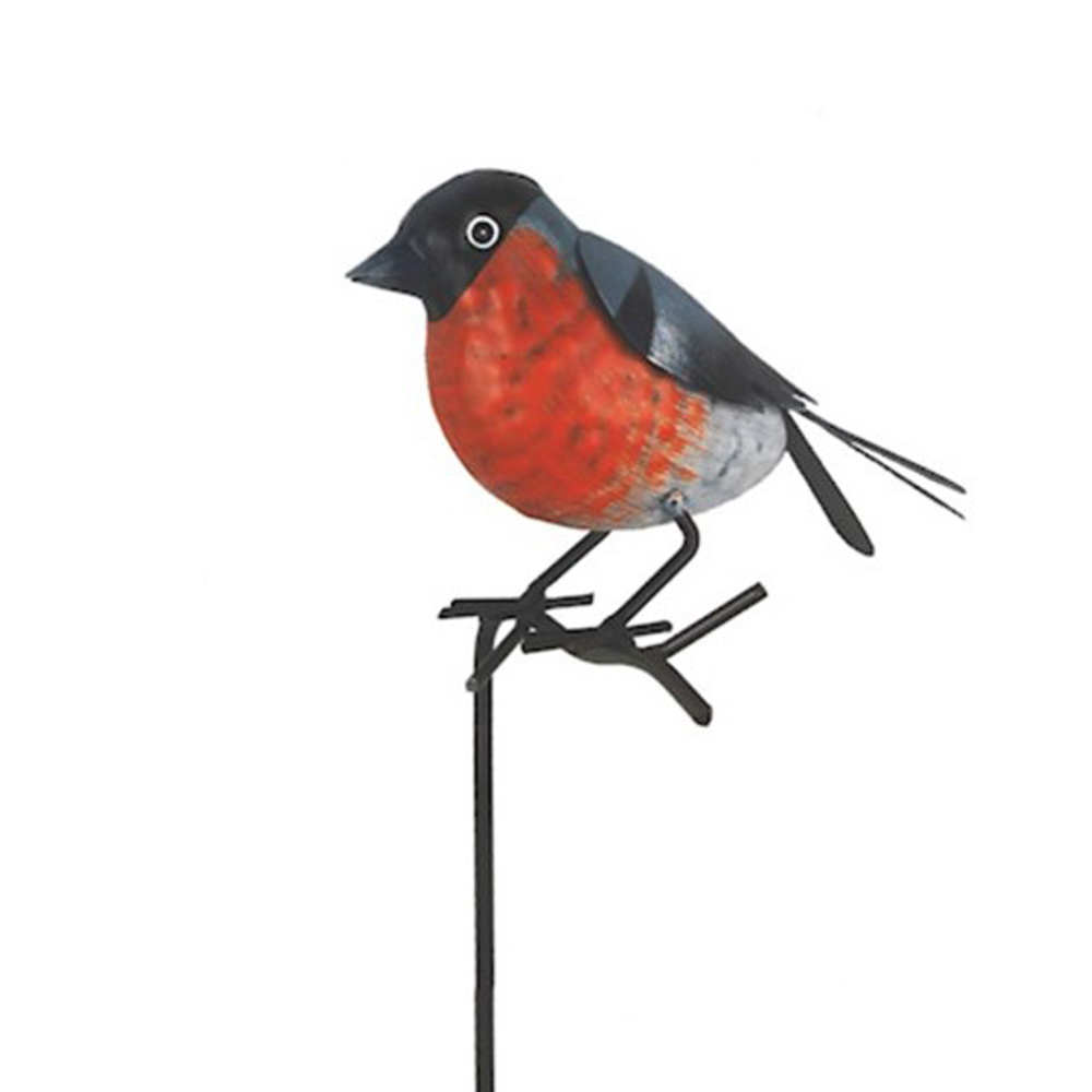 Bullfinch Bird on Twig Garden Stake a