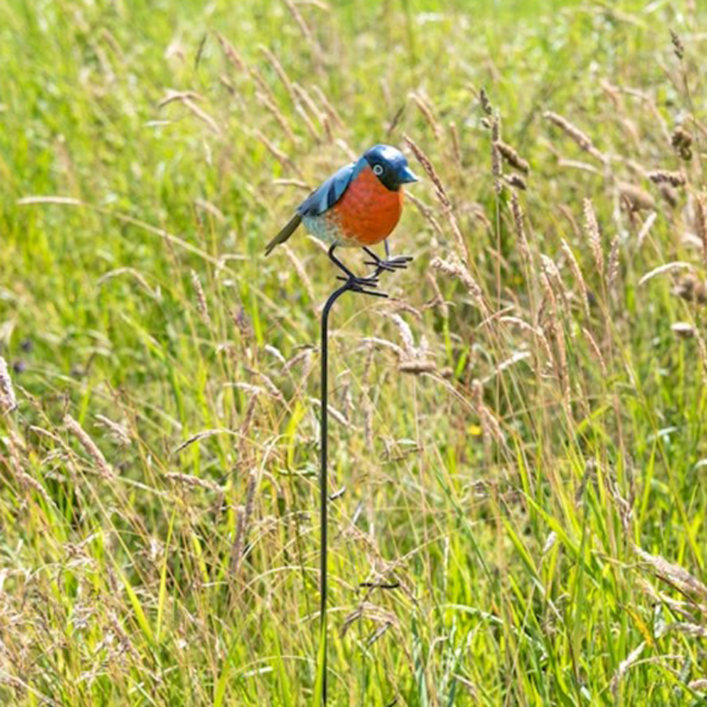 Bullfinch Bird on Twig Garden Stake