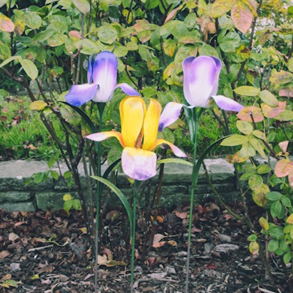 Purple Iris Floral Garden Stake