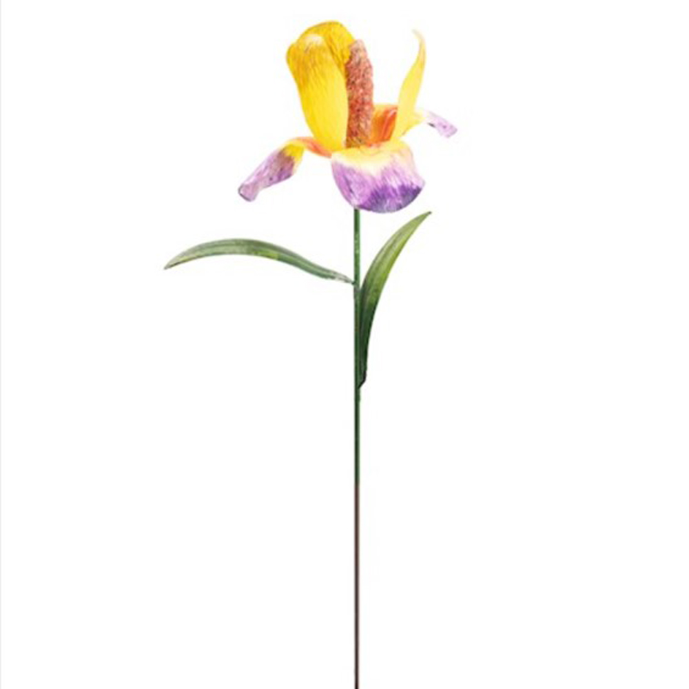 Yellow Purple Iris Floral Garden Stake 2